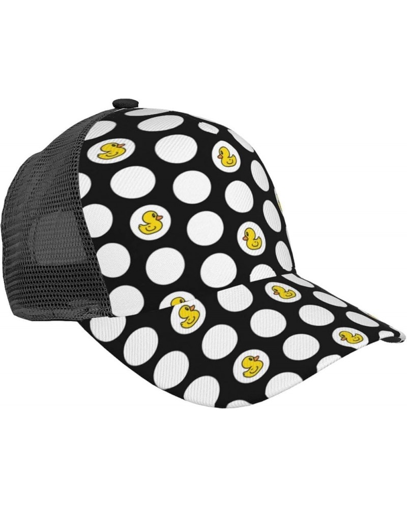 Rubber Duck Swimming Curved Brim Mesh Baseball Cap Casual Sun Hat All Seasons for Unisex Polka Dot Shower Duck $11.20 Basebal...