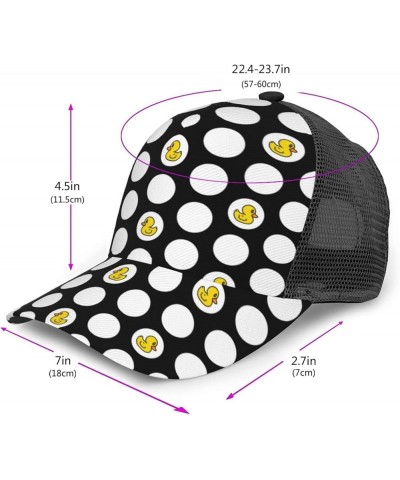 Rubber Duck Swimming Curved Brim Mesh Baseball Cap Casual Sun Hat All Seasons for Unisex Polka Dot Shower Duck $11.20 Basebal...