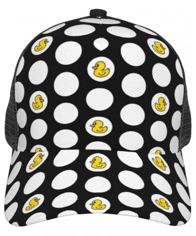 Rubber Duck Swimming Curved Brim Mesh Baseball Cap Casual Sun Hat All Seasons for Unisex Polka Dot Shower Duck $11.20 Basebal...