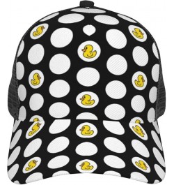 Rubber Duck Swimming Curved Brim Mesh Baseball Cap Casual Sun Hat All Seasons for Unisex Polka Dot Shower Duck $11.20 Basebal...