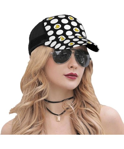 Rubber Duck Swimming Curved Brim Mesh Baseball Cap Casual Sun Hat All Seasons for Unisex Polka Dot Shower Duck $11.20 Basebal...