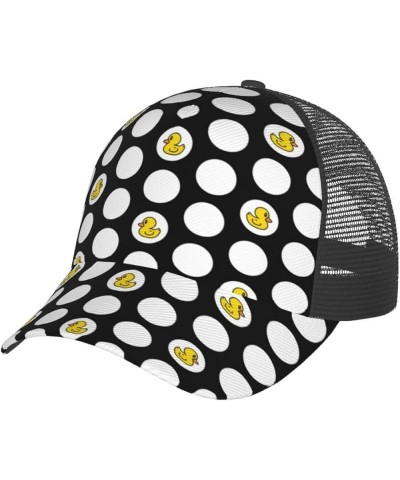 Rubber Duck Swimming Curved Brim Mesh Baseball Cap Casual Sun Hat All Seasons for Unisex Polka Dot Shower Duck $11.20 Basebal...