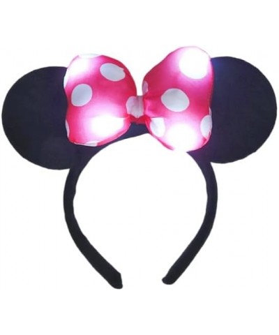 Light Up Mouse Deluxe Ear Headband Flashing Bow Polka Dot LED Party-Rave For Birthday Festival Concert Party Rose Red 1 $8.50...