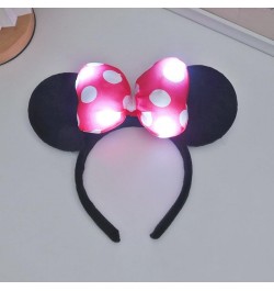 Light Up Mouse Deluxe Ear Headband Flashing Bow Polka Dot LED Party-Rave For Birthday Festival Concert Party Rose Red 1 $8.50...