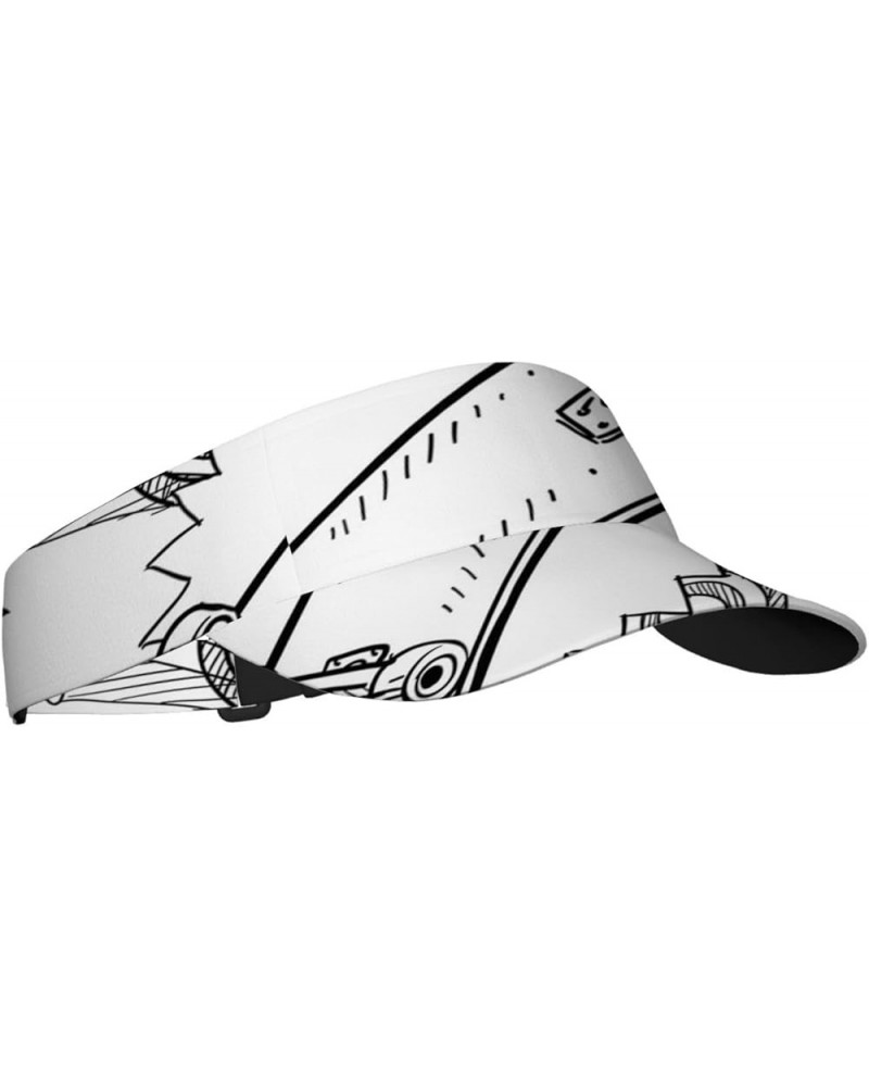 2024 Sports Sun Visor Hats,Twill Adjustable Caps for Men Women Black White_12 $18.80 Sun Hats