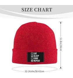 Funny Computer Programmer Saying Eat Sleep Code Beanie Hat Men Winter Knit Hat Women Skull Cap Hedging Hat Black Red $9.96 Sk...