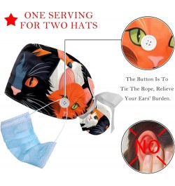 Cute Animal Cat 2 Pcs Scrub Cap Working Cap with Buttons One Size Adjustable Nurse Hat for Woman Man Color 4 $12.53 Skullies ...