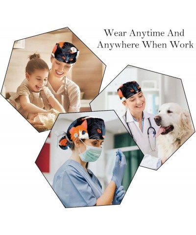 Cute Animal Cat 2 Pcs Scrub Cap Working Cap with Buttons One Size Adjustable Nurse Hat for Woman Man Color 4 $12.53 Skullies ...