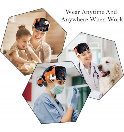 Cute Animal Cat 2 Pcs Scrub Cap Working Cap with Buttons One Size Adjustable Nurse Hat for Woman Man Color 4 $12.53 Skullies ...