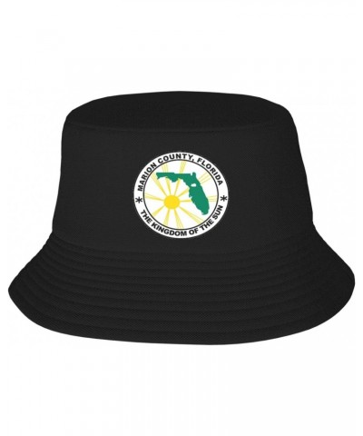 Seal of Marion County, Florida Bucket Hat for Men Women Outdoor Summer Beach Travel Fishing Cap Black $14.89 Bucket Hats