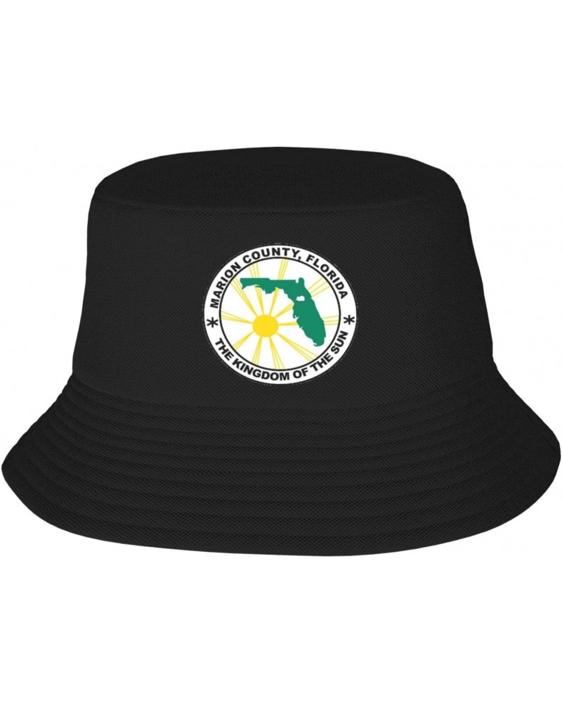 Seal of Marion County, Florida Bucket Hat for Men Women Outdoor Summer Beach Travel Fishing Cap Black $14.89 Bucket Hats