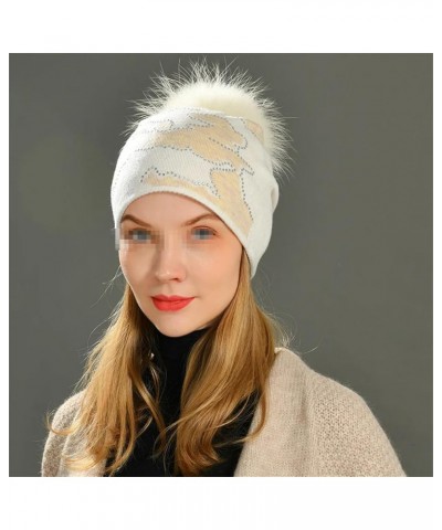 Beanies Hat Women Pompom Hat Girls Knitted Beanie Winter Hats Gray9 $24.97 Skullies & Beanies