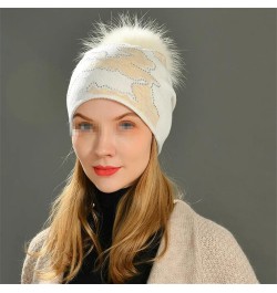 Beanies Hat Women Pompom Hat Girls Knitted Beanie Winter Hats Gray9 $24.97 Skullies & Beanies