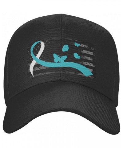 Cervical Cancer Awareness Ribbon Hat Adult Adjustable Classic Casquette hat Baseball Cap Black $9.56 Rain Hats