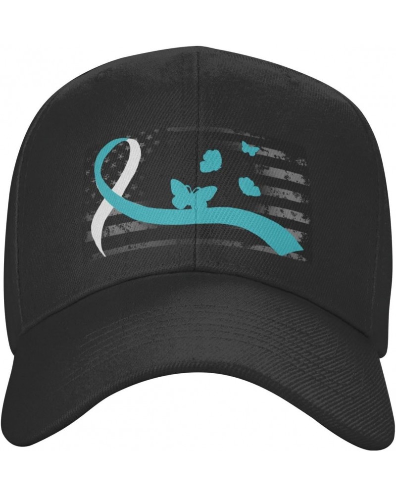 Cervical Cancer Awareness Ribbon Hat Adult Adjustable Classic Casquette hat Baseball Cap Black $9.56 Rain Hats