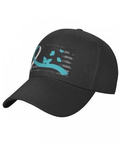 Cervical Cancer Awareness Ribbon Hat Adult Adjustable Classic Casquette hat Baseball Cap Black $9.56 Rain Hats