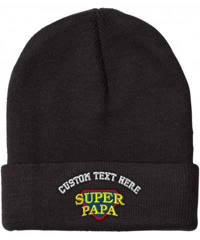 Beanies for Men Super Papa Embroidery Letters Winter Hats for Women Acrylic Skull Cap 1 Size Black Personalized Text Here $11...