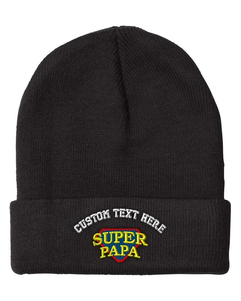 Beanies for Men Super Papa Embroidery Letters Winter Hats for Women Acrylic Skull Cap 1 Size Black Personalized Text Here $11...