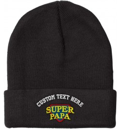 Beanies for Men Super Papa Embroidery Letters Winter Hats for Women Acrylic Skull Cap 1 Size Black Personalized Text Here $11...