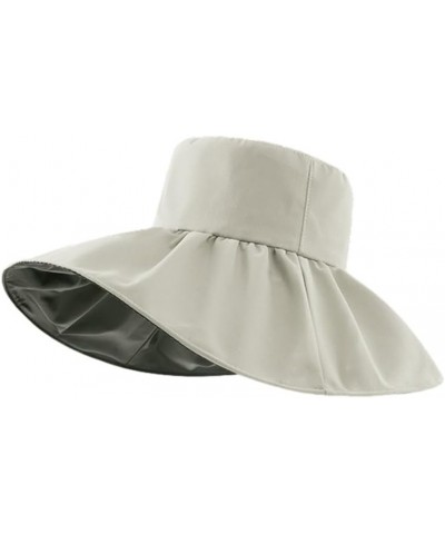 Women's Sun Hat Summer Wide Brim Foldable UV Protection Bucket Hats Beige $11.95 Sun Hats