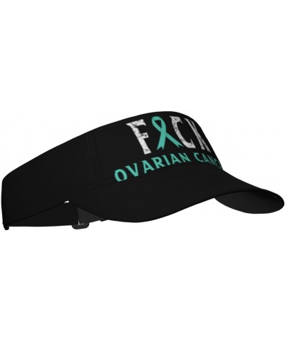 Sun Visors Fuck Ovarian Cancer Ribbon Sunscreen Sport Baseball Empty Top for Women Men Black $13.45 Visors