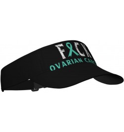 Sun Visors Fuck Ovarian Cancer Ribbon Sunscreen Sport Baseball Empty Top for Women Men Black $13.45 Visors