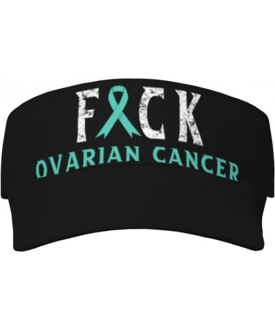 Sun Visors Fuck Ovarian Cancer Ribbon Sunscreen Sport Baseball Empty Top for Women Men Black $13.45 Visors