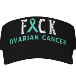 Sun Visors Fuck Ovarian Cancer Ribbon Sunscreen Sport Baseball Empty Top for Women Men Black $13.45 Visors