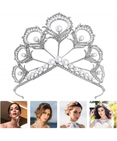 3pcs Proms Wedding Decor Head White Women Rhinestone with Elegant Queen Tiara Pearls Bridal Hair Dress Banquet Headdress Hair...