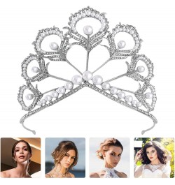 3pcs Proms Wedding Decor Head White Women Rhinestone with Elegant Queen Tiara Pearls Bridal Hair Dress Banquet Headdress Hair...