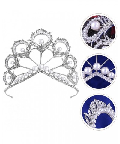 3pcs Proms Wedding Decor Head White Women Rhinestone with Elegant Queen Tiara Pearls Bridal Hair Dress Banquet Headdress Hair...