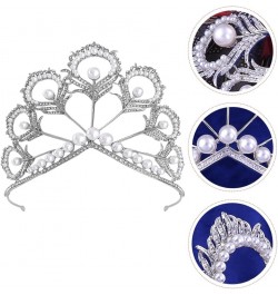 3pcs Proms Wedding Decor Head White Women Rhinestone with Elegant Queen Tiara Pearls Bridal Hair Dress Banquet Headdress Hair...