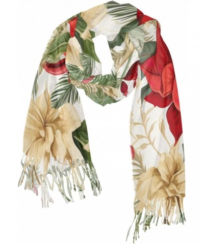 Christmas Floral Evergreen Scarf for Men Women Hair Scarf Fashion Long Shawls Wraps for Girls Dress $13.25 Scarves