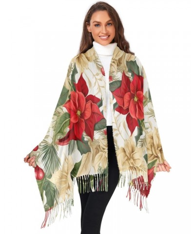 Christmas Floral Evergreen Scarf for Men Women Hair Scarf Fashion Long Shawls Wraps for Girls Dress $13.25 Scarves