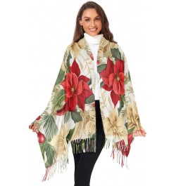 Christmas Floral Evergreen Scarf for Men Women Hair Scarf Fashion Long Shawls Wraps for Girls Dress $13.25 Scarves