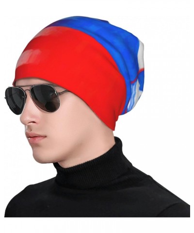 Slovenia America Flag Oil Painted Beanie Hat Men Women Stretch Slouchy Warm Skull Knit Beanies Cap for Winter Black $14.32 Sk...