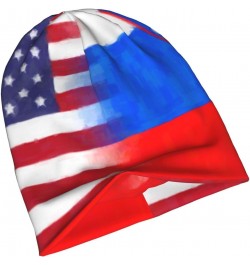 Slovenia America Flag Oil Painted Beanie Hat Men Women Stretch Slouchy Warm Skull Knit Beanies Cap for Winter Black $14.32 Sk...