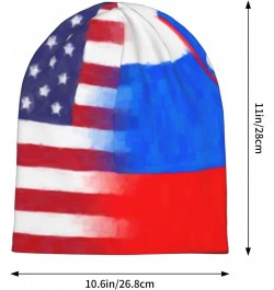 Slovenia America Flag Oil Painted Beanie Hat Men Women Stretch Slouchy Warm Skull Knit Beanies Cap for Winter Black $14.32 Sk...