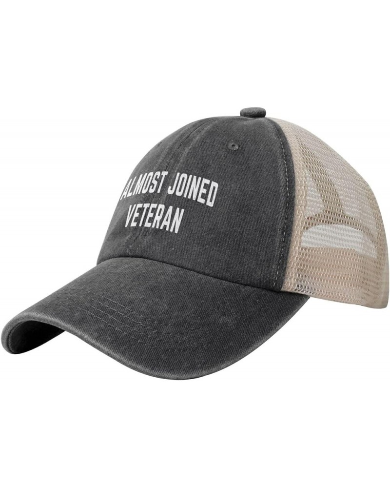 Almost Joined Veteran Hat Low Profile Mesh Ball Cap Distressed Washed Cotton Trucker Hat Black Black $10.05 Baseball Caps