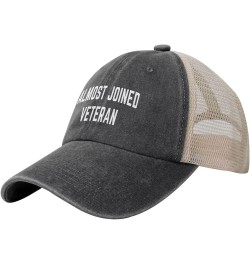 Almost Joined Veteran Hat Low Profile Mesh Ball Cap Distressed Washed Cotton Trucker Hat Black Black $10.05 Baseball Caps