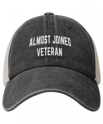 Almost Joined Veteran Hat Low Profile Mesh Ball Cap Distressed Washed Cotton Trucker Hat Black Black $10.05 Baseball Caps