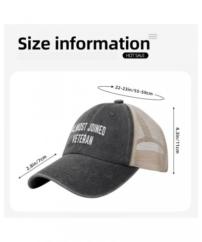 Almost Joined Veteran Hat Low Profile Mesh Ball Cap Distressed Washed Cotton Trucker Hat Black Black $10.05 Baseball Caps