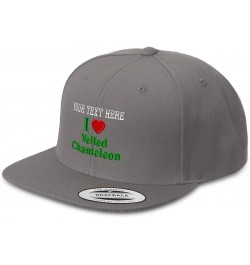 Snapback Hats for Men and Women I Love Velled Chameleon Reptiles Acrylic Flat Bill Baseball Dark Grey Personalized Text Here ...