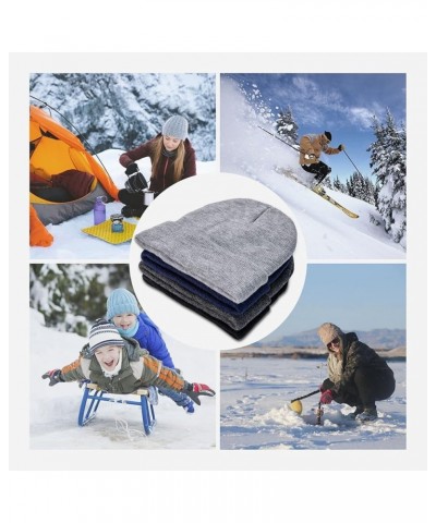 Black Knit Hat Cap Creek Stones Pattern Soft Good Elasticity Suitable for Outdoor Sports Navy Blue $9.46 Skullies & Beanies