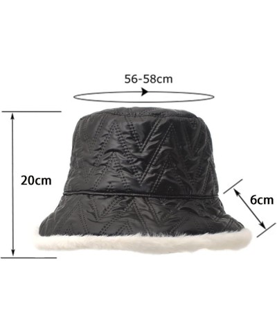 Plush Fuzzy Bucket Hat for Women Warm Fluffy Fisherman Cap Winter Ski Outdoor Windproof Warm Fleece Lined Hat Black $8.66 Buc...