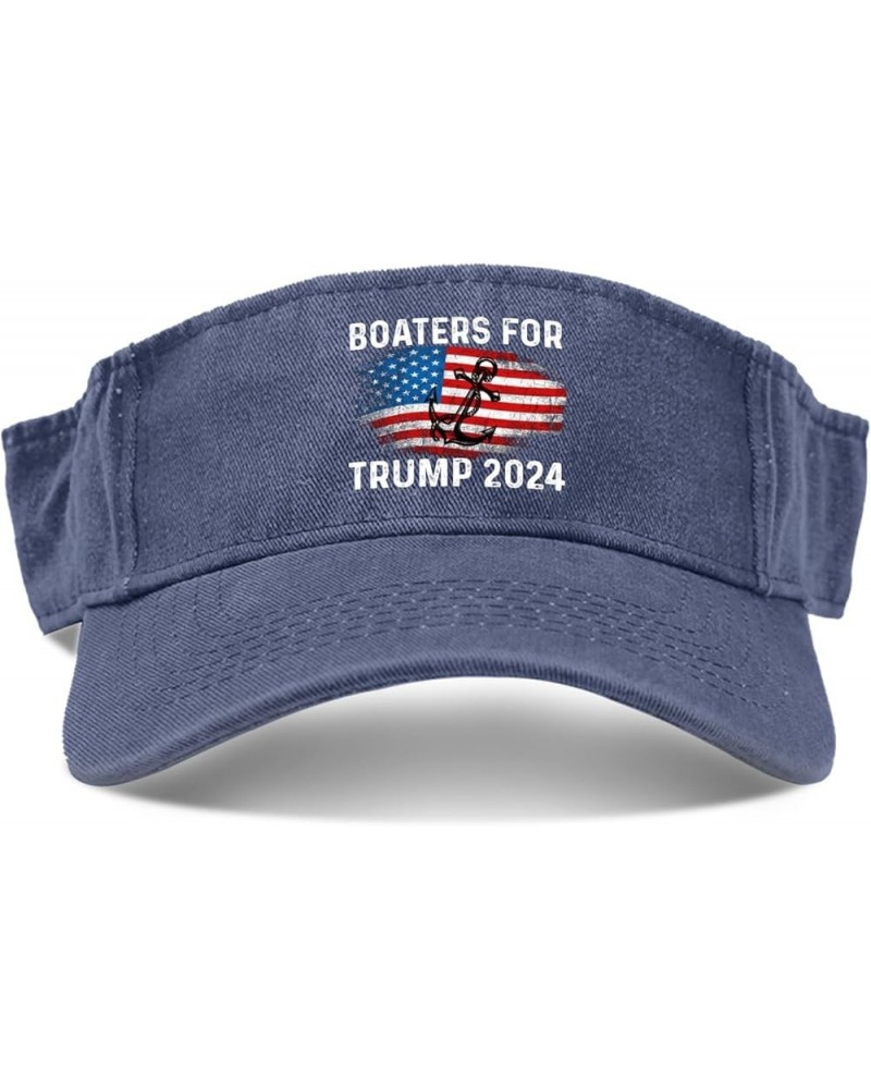 Boaters for Trump 2024 Hat Sun Visor Hats for Teens Sun Visor Hats Retro Sports Visor Caps Navy $9.89 Visors