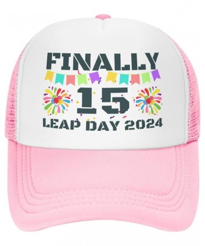 Leap-Year Hat Leap-Year 15 Finally 15 Years Old Hat 2024 Birthday Hunting Mesh Cap Trucker Hat Baseball Cap Pink $9.23 Baseba...