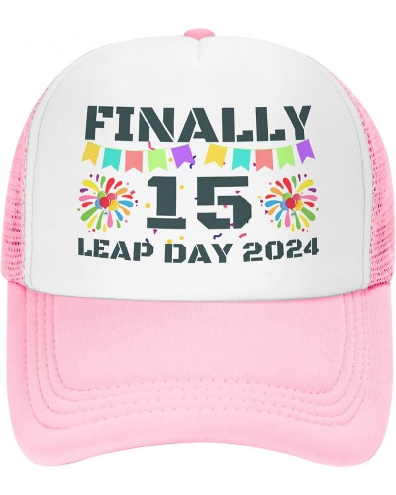 Leap-Year Hat Leap-Year 15 Finally 15 Years Old Hat 2024 Birthday Hunting Mesh Cap Trucker Hat Baseball Cap Pink $9.23 Baseba...