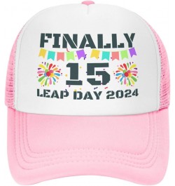 Leap-Year Hat Leap-Year 15 Finally 15 Years Old Hat 2024 Birthday Hunting Mesh Cap Trucker Hat Baseball Cap Pink $9.23 Baseba...