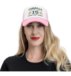 Leap-Year Hat Leap-Year 15 Finally 15 Years Old Hat 2024 Birthday Hunting Mesh Cap Trucker Hat Baseball Cap Pink $9.23 Baseba...